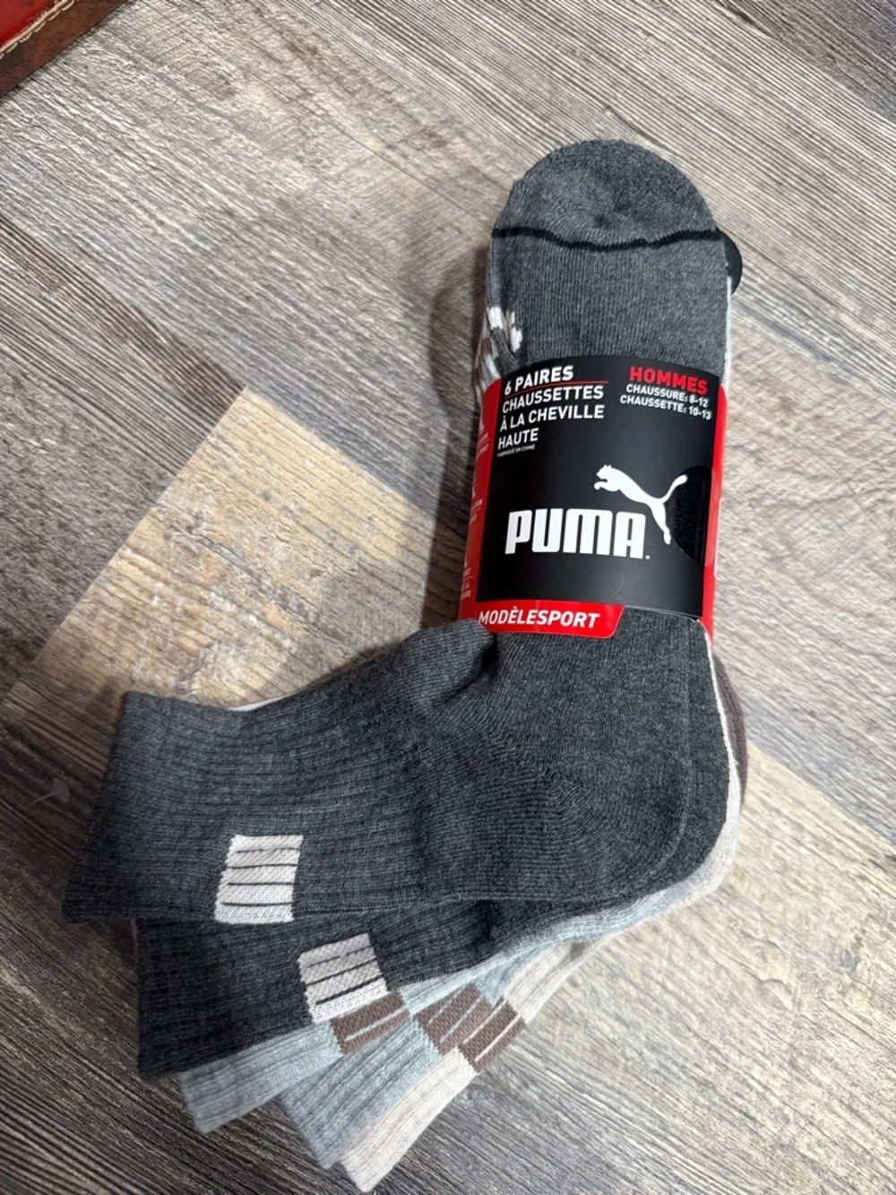 Puma Men's Dark Gray & Light Gray Athletic Ankle Socks - 6 Pack